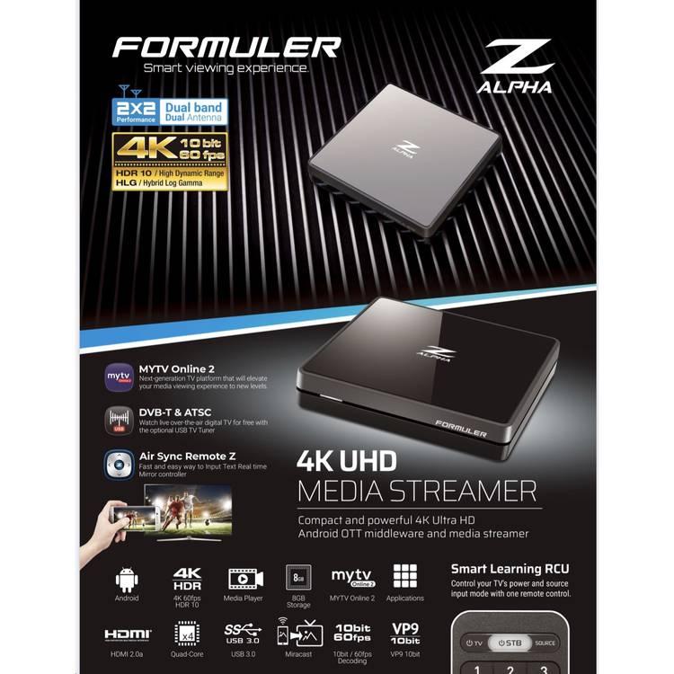 Formuler Z Alpha Compact & Powerful 4K Ultra HD Media Streamer 1GB , Android OTT Middleware & Media Streamer Universal Android Compatibility, Dual Band