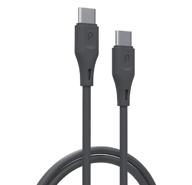 Porodo new PVC USB-C to USB-C Cable 60W 2M, Type-C Cord with Over Current Protection, Durable Fast Charging & Data Connecter Compatible with Type-C Devices - Black