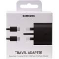 Samsung Travel Adapter 25W 3 pin with USB Type-C to Type-C Cable, Fast Charging Wall Charger, Genuine Samsung Charger Compatible with Galaxy Smartphones & Other Type-C Devices - Black
