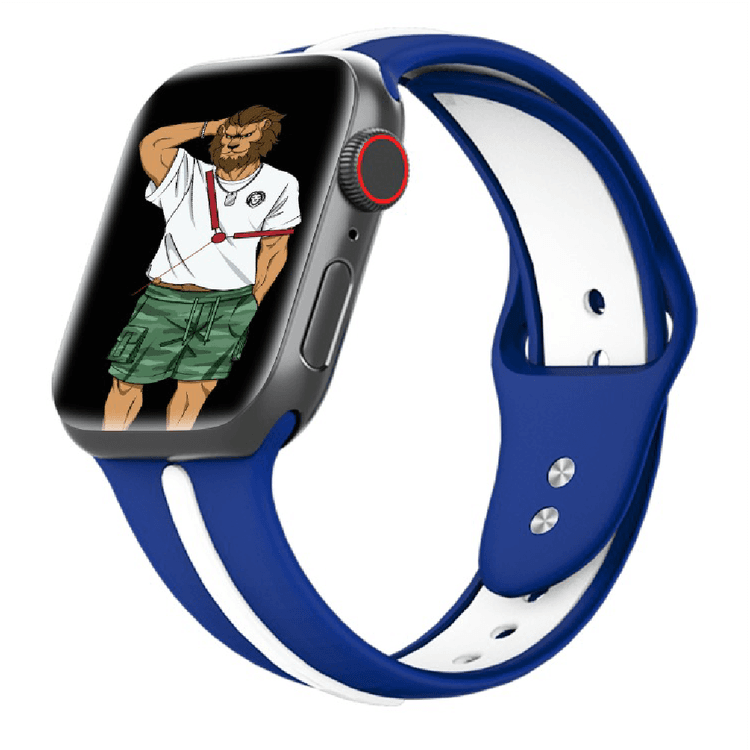 Green Lion Tanoshi Watch Strap, Fit & Comfortable Replacement Wrist Band, Adjustable Straps Compatible for Apple Watch 42/44mm - Blue / White
