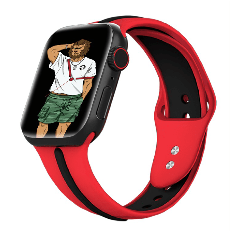 Green Lion Tanoshi Watch Strap, Fit & Comfortable Replacement Wrist Band, Adjustable Straps Compatible for Apple Watch 38/40mm - Red / Black