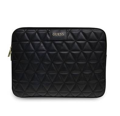 CG MOBILE Guess Quilted PU Computer Sleeve 13" Elegant Bag Compatible for MacBook, Slim Lightweight Portable Storage Bag, Protective Case Cover with Zipper Suitable for Outdoor