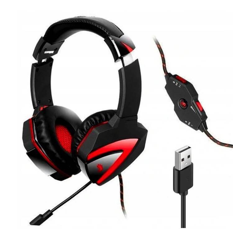 Bloody Radar 360 Gaming Headphone, Gaming Tone Controller (Smart Gaming / 2.0 Music / 7.1 Surround Sound), Light Weight Design  - Black / Red