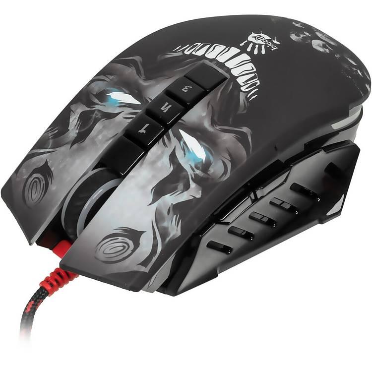 Bloody RGB Animation Gaming Mouse, Light Strike Technology, BC3332-S Gaming Engine, Adjustable 8000 CPI, Metal X'Glide Armor Boot, 6 Sniper Modes - Black