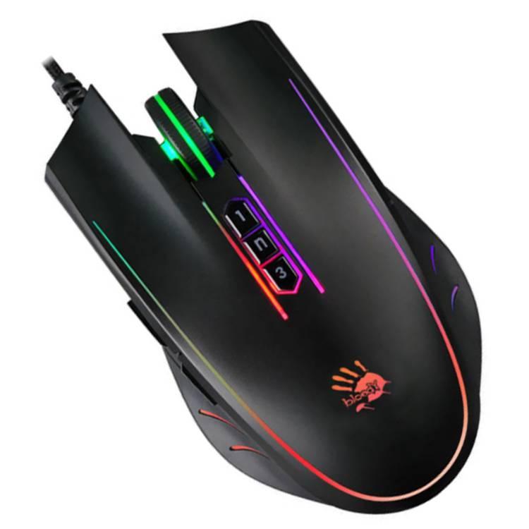 Bloody P81s Activated Starlight USB RGB Light Strike Gaming Mouse, BC3332-S Gaming Engine, 6 Sniper Modes, Adjustable X/Y Axis, 2000 Hz Report Rate - Black