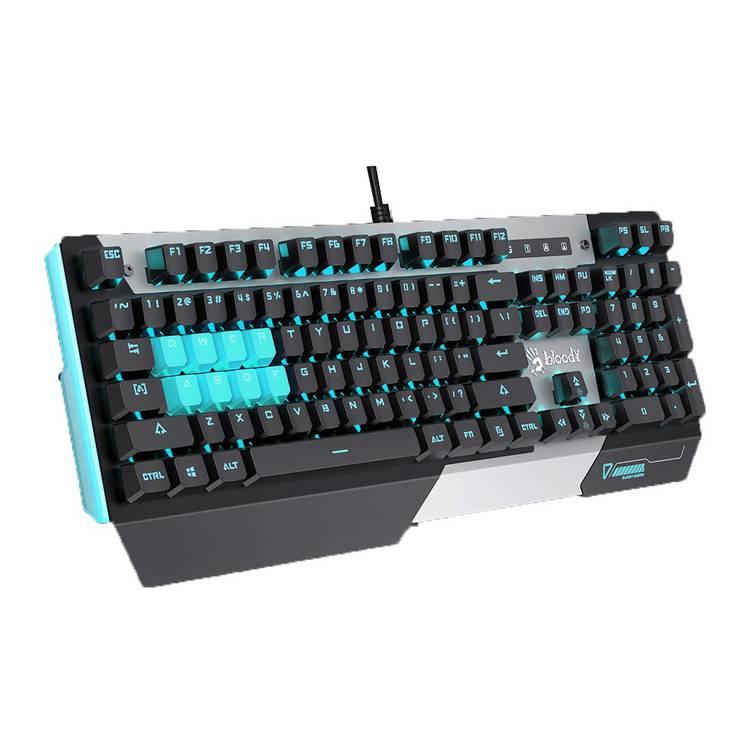 لوحة مفاتيح الألعاب بلودي B865 لايت سترايك: Zero-Lag ، أسرع بنسبة 25٪ ، LK Sound Creator ، تدفق مياه ذكي ، مفتاح ميكانيكي متين ، إضاءة خلفية زرقاء ثلجية ، - أزرق / أسود