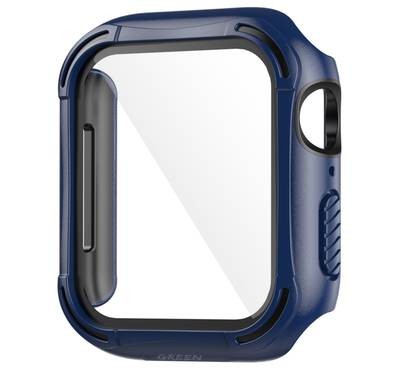 Green Guard Pro PC/TPU Defense Edge Case with Glass Protector, Easy Access to All Ports, Anti-Scratch Protective Case Replacement Compatible for Apple Watch 44mm - Blue