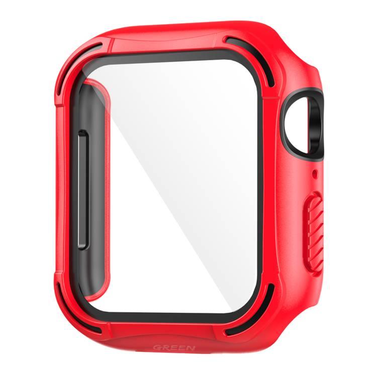 Green Guard Pro PC/TPU Defense Edge Case with Glass Protector, Easy Access to All Ports, Anti-Scratch Protective Case Replacement Compatible for Apple Watch 44mm - Red