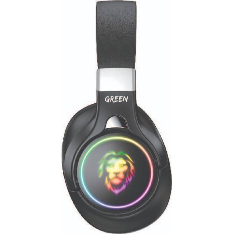 Green Lion K10 RGB Lighting Professional Gaming Headphones with Noise-Cancelling & Microphone, 3.5mm Headphone Jack, Adjustable Steel Slider, Padded Headband
