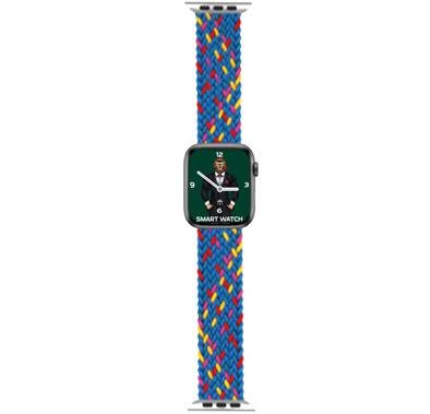 Green Braided Solo Loop Strap, Ergonomic Design Fit & Comfortable Replacement Wrist Band Compatible for Apple Watch 42/44mm -  Rainbow