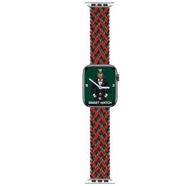 Green Braided Solo Loop Strap, Ergonomic Design Fit & Comfortable Replacement Wrist Band Compatible for Apple Watch 42/44mm -  Black/Green/Red