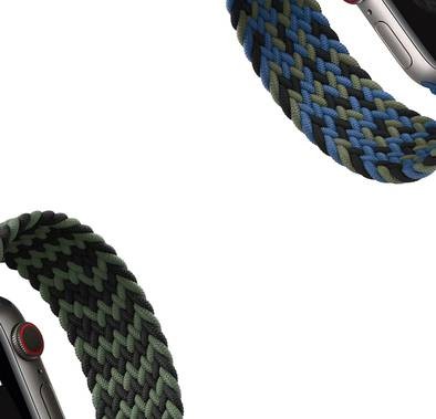 Green Braided Solo Loop Strap, Ergonomic Design Fit & Comfortable Replacement Wrist Band Compatible for Apple Watch 38/40mm -  Black/Green