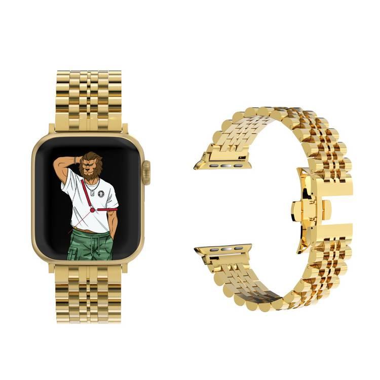Green Lion Mettalic Picolla Acero Correa Bracelet Watch Strap, Fit & Comfortable, Metal Link Bracelet, Replacement Wrist Band Compatible for Apple Watch 42 / 44mm - Gold