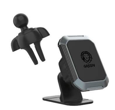 Green Lion 2 in 1 Magnetic Car Phone Holder Ventilation, 360 Degree Rotation, Perfect for GPS, Ultra Strong Magnet Mobile Phone Holder Compatible for 3.4-7 inches