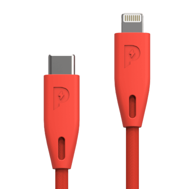 Powerology Fast Charging Cable, [MFi Certified] USB C to Lightning Braided Fast PD Charge 1.2 meter / 4 feet with iPhone 12 Pro Max/12 Mini/12, 11 Pro Max/11 Pro/11, XS Max/XS/XR/X, 8 Plus/8 (Red)
