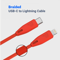 Powerology Fast Charging Cable, [MFi Certified] USB C to Lightning Braided Fast PD Charge 1.2 meter / 4 feet with iPhone 12 Pro Max/12 Mini/12, 11 Pro Max/11 Pro/11, XS Max/XS/XR/X, 8 Plus/8 (Red)