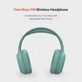 Porodo Portable Bluetooth 5.0 Headphones, Noise Cancelling Soundtec Sound Pure Bass FM Wireless Active Siri Over-Ear Headphones - Green
