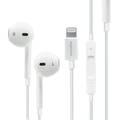 Porodo Soundtec Stereo Earphones 1.2m Compatible for iPhone Lightning Devices with High-Clarify Mic, Pure Sound, Wired Headset with 3-button Control, Plug & Play - White