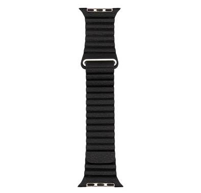 iGuard by Porodo Leather Watch Band, Fit & Comfortable Replacement Wrist Band, Adjustable Straps Compatible for Apple Watch 38/40mm - Black