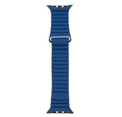 iGuard by Porodo Leather Watch Band, Fit & Comfortable Replacement Wrist Band, Adjustable Straps Compatible for Apple Watch 38/40mm - Navy Blue