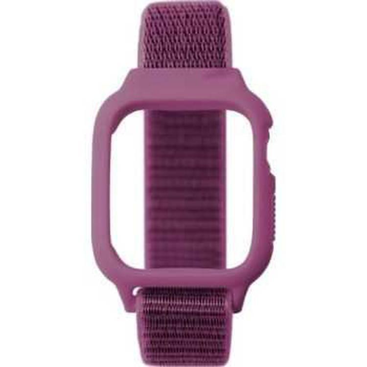 iGuard by Porodo Nylon Watch Band with Shockproof Case, Fit & Comfortable Replacement Wrist Band, Adjustable Straps Compatible for Apple Watch 44mm/42mm - Purple