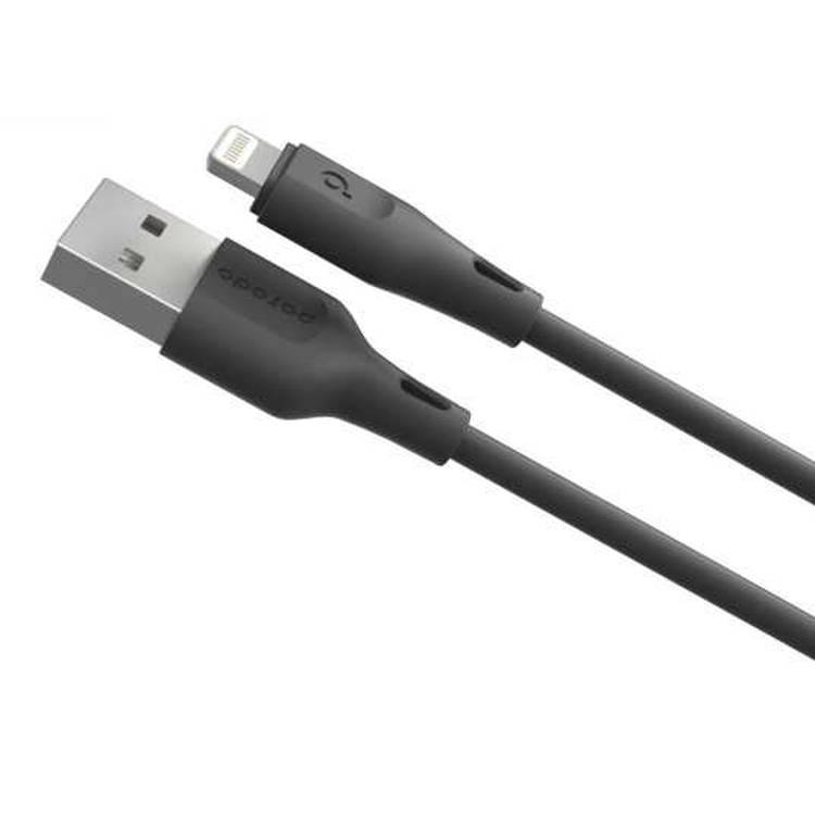 Porodo Charging Cable 1.2Meter 2.4A, PVC Lightning Cable Compatible with iPhone Devices, Lightning Cord Durable Fast Charge and Data Connector - Black - 1.2 M