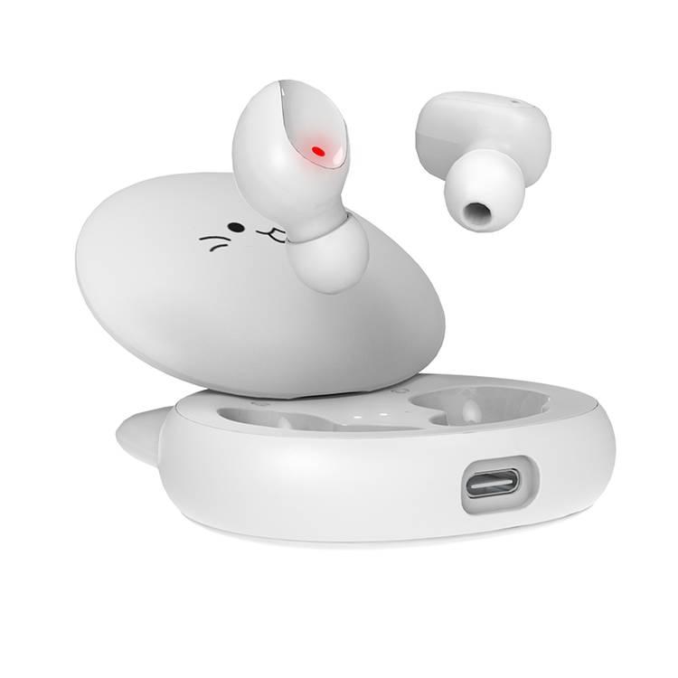 سماعات أذن لاسلكية حقيقية من Porodo Soundtec للأطفال مزودة بعناصر تحكم باللمس - أبيض