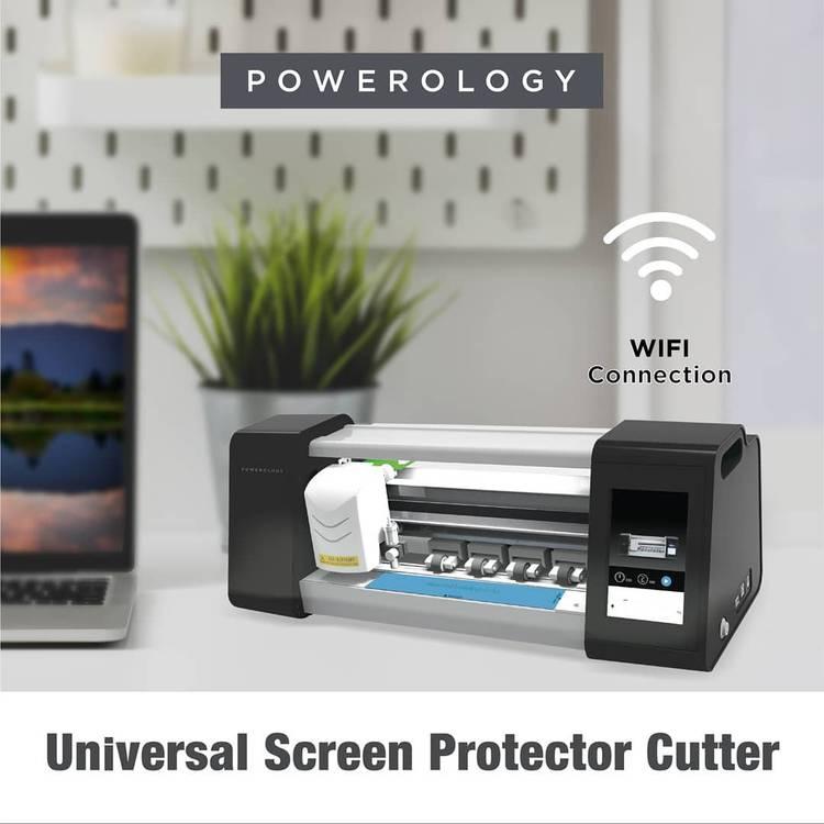 Powerology Intelligent Universal Screen Protector Cutter, Machine Film Cutting Mobile Screen Protector, Touch Display, Auto-Update, Wi-Fi Connection, Screen Guard Cutter - Black