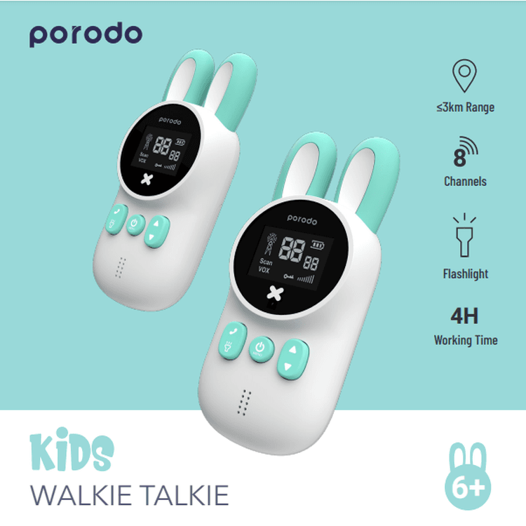 Walkie Talkie Porodo PD-CHWKTK-WH for Kids Two-Way Radios-White