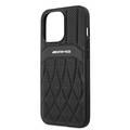 CG MOBILE AMG Genuine Leather Case With Perforated Black Leather Curved Lines Hot Stamped With Logo Compatible for iPhone 13 Pro (6.1") Easy Access to All Ports