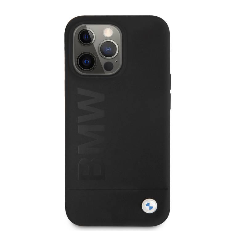 جراب CG MOBILE BMW السائل من السيليكون بلون شعار معدني متوافق مع iPhone 13 Pro (6.1 بوصة) سهل الوصول إلى جميع المنافذ ، مضاد للخدش - أسود