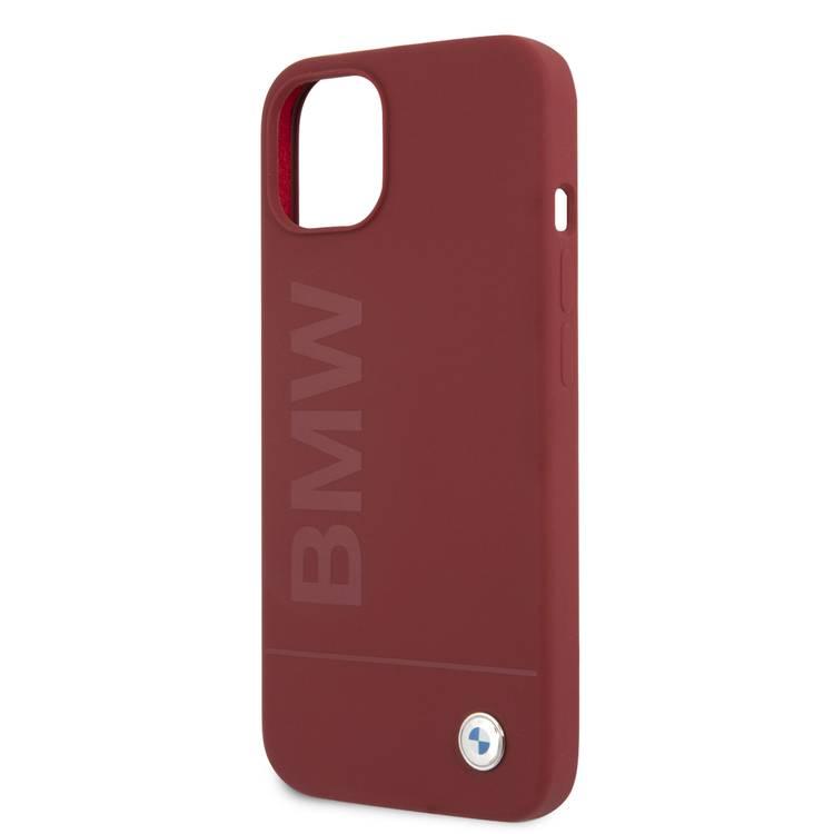 CG MOBILE BMW Liquid Silicone Case Tone On Tone Metal Logo Compatible for iPhone 13 (6.1") Easy Access to All Ports, Anti-Scratch - Red