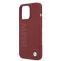 CG MOBILE BMW Liquid Silicone Case Tone On Tone Metal Logo Compatible for iPhone 13 Pro Max (6.7") Easy Access to All Ports, Anti-Scratch - Red