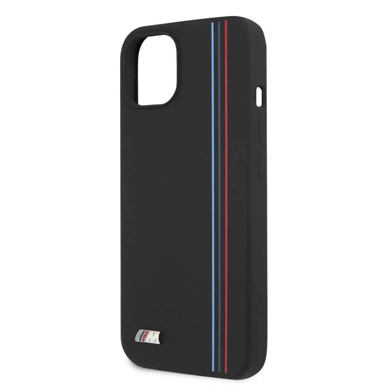CG MOBILE BMW M Collection Liquid Silicone Hard Case Tricolor Vertical Lines Metal Logo Compatible for iPhone 13 Pro Max (6.7") Easy Access to All Ports, Anti-Scratch, Drop & Shock Absorption Back Cover Suitable with Wireless Charging Officially Licensed