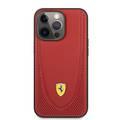 CG MOBILE Ferrari Genuine Leather Hard Case with Curved Line Stitched & Perforated Leather Compatible for iPhone 13 Pro (6.1") Shock & Scratches Resistant