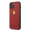 CG MOBILE Ferrari Genuine Leather Quilted Edge Hard Case Compatible for iPhone 13 (6.1") Shock & Scratches Resistant, Easy Access to All Ports ( Buttons & Speakers) 