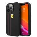 CG MOBILE Ferrari Genuine Leather Hard Case with Debossed Stripes Compatible ffor iPhone 13 Pro (6.1") Shock & Scratches Resistant, Easy Access to All Ports