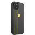 CG MOBILE Ferrari Genuine Leather Hard Case with Debossed Stripes Compatible for iPhone 13 (6.1") Shock & Scratches Resistant, Easy Access to All Ports