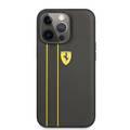CG MOBILE Ferrari Genuine Leather Hard Case with Debossed Stripes Compatible for iPhone 13 Pro (6.1") Shock & Scratches Resistant, Easy Access to All Ports