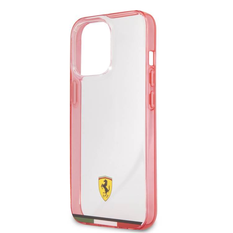 CG MOBILE Ferrari Italia Stripe Transparent Hard Case Print Logo Compatible for iPhone 13 Pro Max (6.7") Scratches Resistant, Easy Access to All Ports, Drop & Shock Absorption Protective Back Cover Suitable with Wireless Charging Officially Licensed