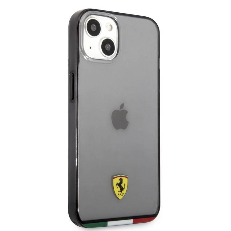 CG MOBILE Ferrari Italia Stripe Transparent Hard Case Print Logo Compatible for iPhone 13 Mini (5.4") Scratches Resistant, Easy Access to All Ports