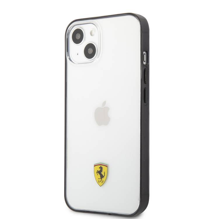 CG MOBILE Ferrari Transparent Case Print Logo Compatible for iPhone 13 Mini (5.4") Scratches Resistant, Easy Access to All Ports, Drop & Shock Absorption