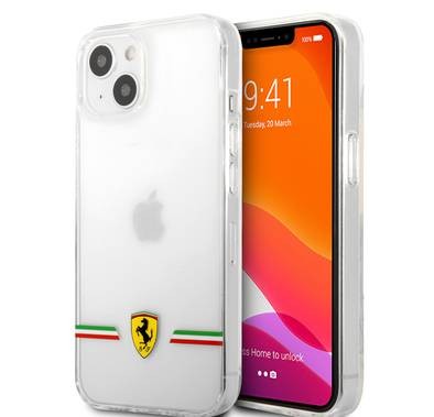CG MOBILE Ferrari Transparent Case Italia Wings Print Logo Compatible for iPhone 13 (6.1") Scratches Resistant, Easy Access to All Ports
