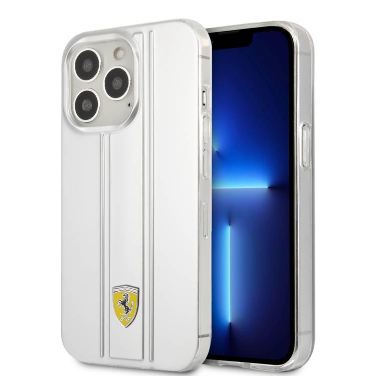 CG MOBILE Ferrari PC/TPU Transparent Hard Case with 3D Stripes Compatible for iPhone 13 Pro (6.1") Scratches Resistant, Easy Access to All Ports