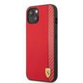 CG MOBILE Ferrari Hard Case PU Smooth & Carbon Effect Vertical Stripe Metal Logo Compatible for iPhone 13 (6.1") Anti-Scratch, Easy Access to All Ports