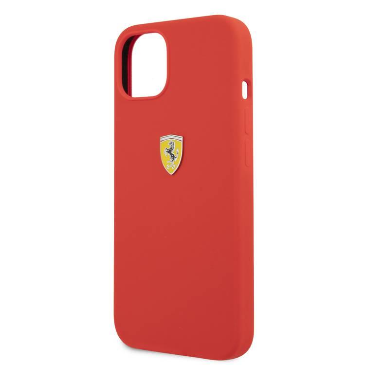 CG MOBILE Ferrari Liquid Silicone Case Metal Logo Compatible for iPhone 13 (6.1") Anti-Scratch, Easy Access to All Ports, Shock Absorption