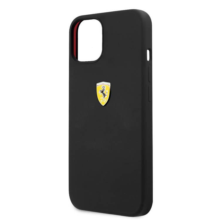 CG MOBILE Ferrari Liquid Silicone Case Metal Logo Compatible for iPhone 13 (6.1") Anti-Scratch, Easy Access to All Ports, Shock Absorption
