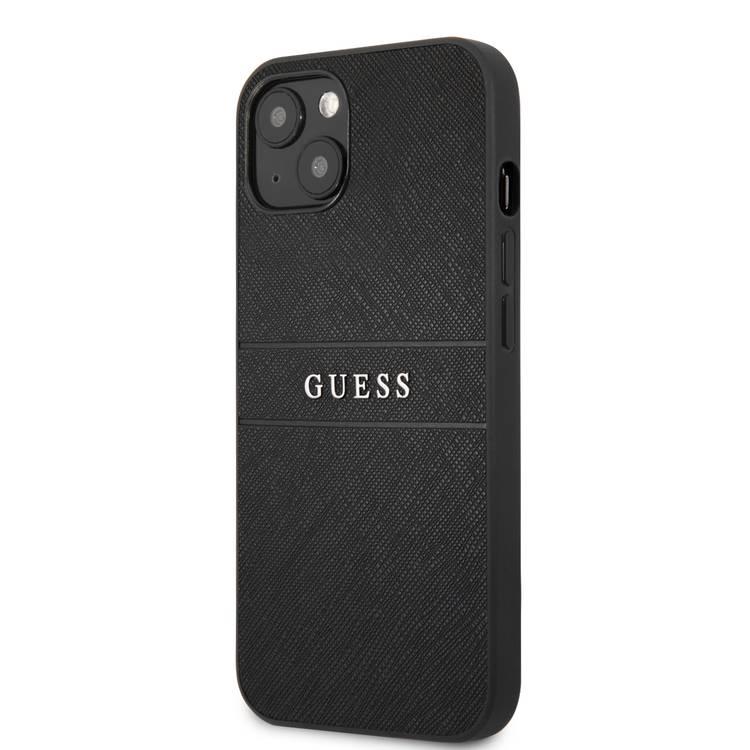 CG MOBILE Guess PU Leather Case Saffiano with Metal Logo Hot Stamp Stripes Compatible for iPhone 13 (6.1") Anti-Scratch, Easy Access to All Ports