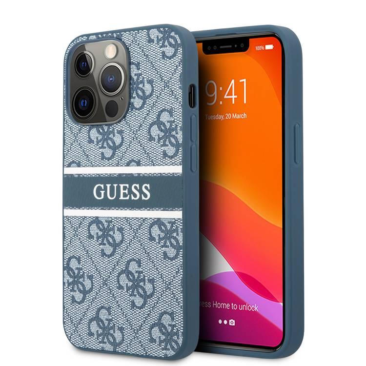 CG MOBILE Guess 4G PU Leather Case with Printed Stripe Compatible for iPhone 13 Pro (6.1") Anti-Scratch, Easy Access to All Ports, Shock Absorption 