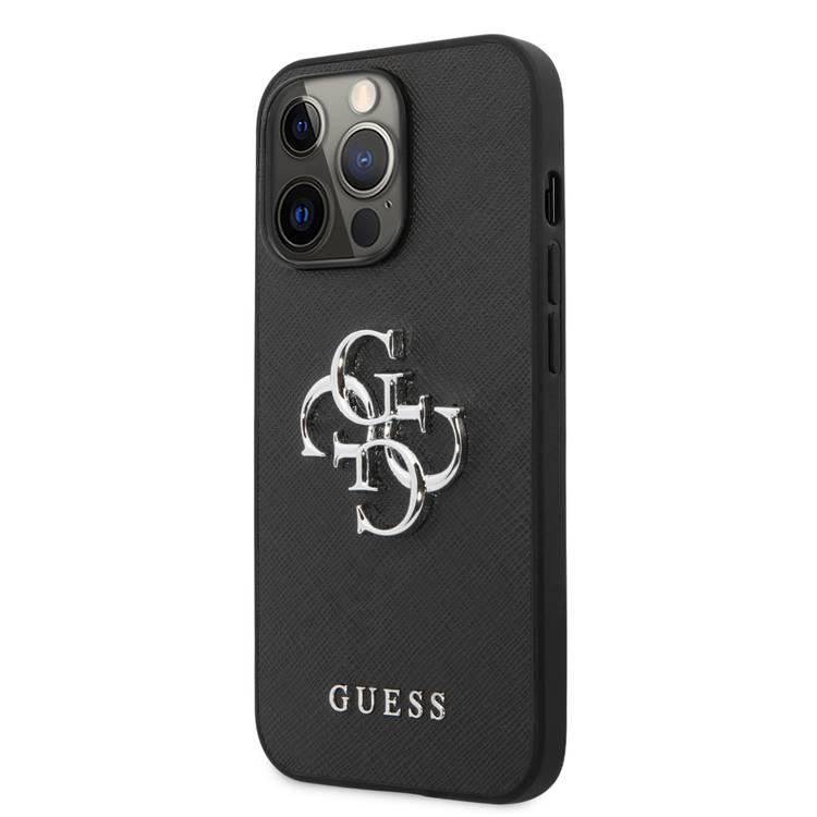 CG MOBILE Guess PU Saffiano Case with Big 4G Silver Logo Compatible for iPhone 13 Pro (6.1") Anti-Scratch, Easy Access to All Ports, Shock Absorption